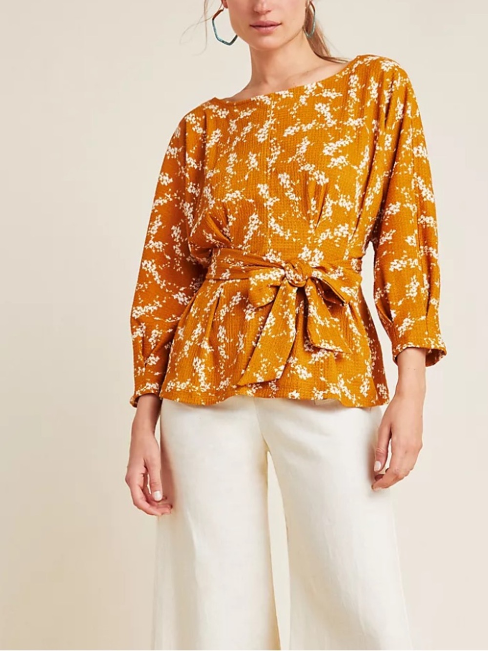 BOGO! Anthropologie Amber Dolman Sleeved Tie Waist Blouse Top Medium Petite